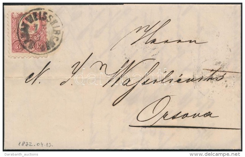 1872 Réznyomat 5kr Levélen / Mi 10 On Cover 'BANAT WEISSKIRCHEN' - Orsova - Other & Unclassified