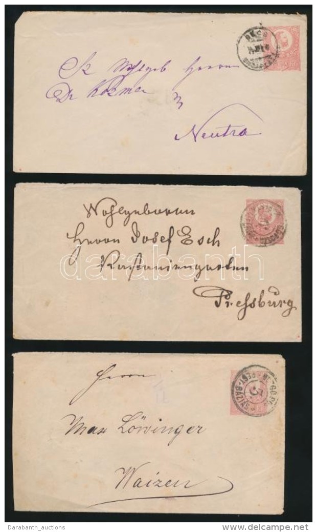 1871-1874 3 Db Díjjegyes Boríték Vasúti Bélyegzéssel / 3 PS-covers With... - Other & Unclassified