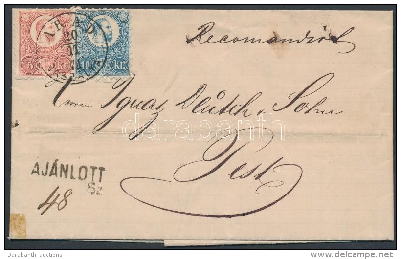 1871 Réznyomat 5kr + 10kr Ajánlott Komplett Levélen / Mi 10 + 11 On Registered Cover 'ARAD /... - Sonstige & Ohne Zuordnung