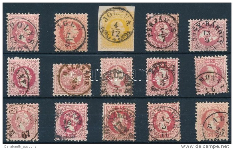 O 1867 2kr + 14 X 5kr Szép Bélyegzésekkel / With Nice Cancellations - Other & Unclassified