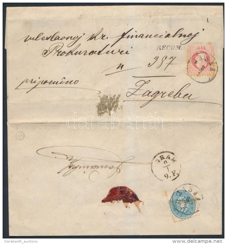 1868 1867 5kr + 1864 10kr Hátoldalon (felbontáskor Elvágva és Visszaragasztva)... - Other & Unclassified
