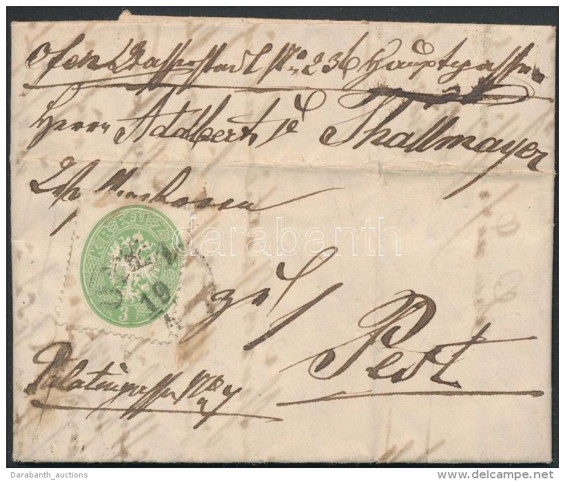 1864 3kr Helyi Levélen / On Local Cover 'OFEN' - 'PESTH' - Other & Unclassified