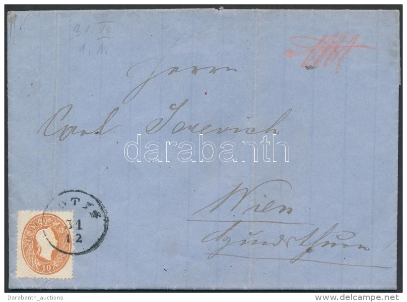 1862 2 X 10kr Ajánlott Levélen / On Regstered Cover 'TOTIS' - 'WIEN' (egyik Bélyeg... - Other & Unclassified