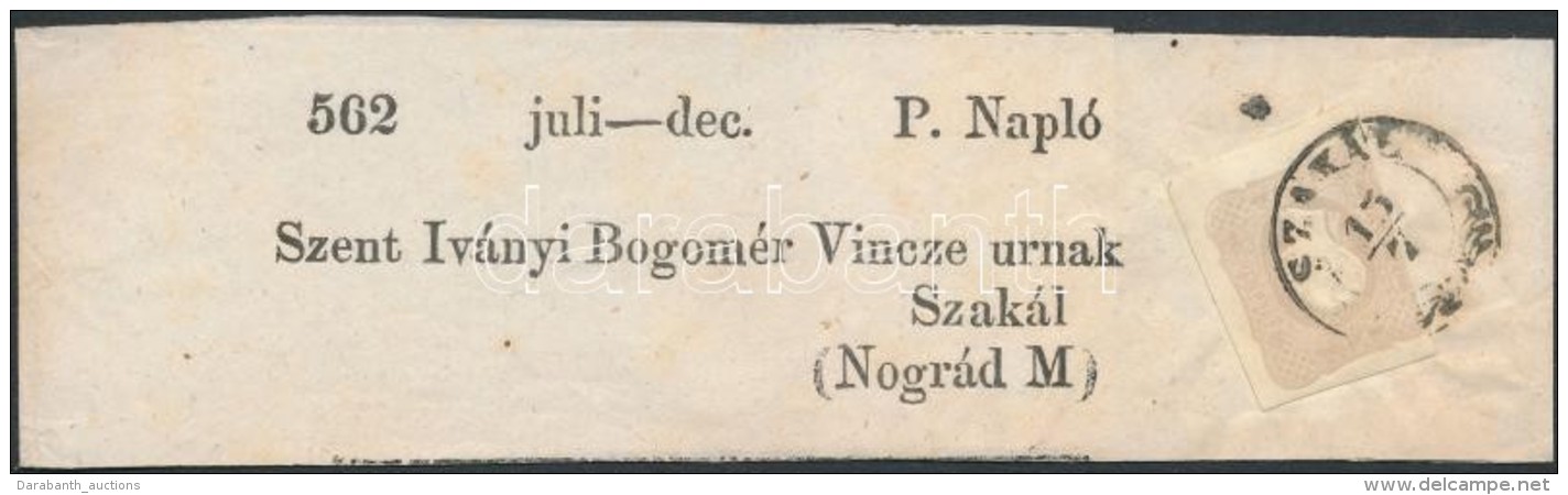 1861 Barnáslila Hírlapbélyeg Teljes Címszalagon / Brownlilac Newspaper Stamp On... - Other & Unclassified