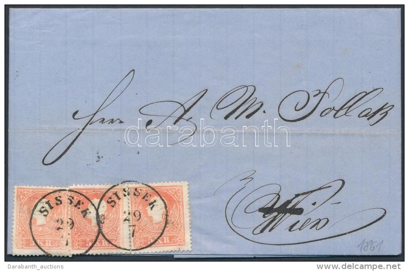 1861 3 X 5kr II. Levélen / On Cover 'SISSEK' - 'AGRAM' - 'WIEN' - Other & Unclassified