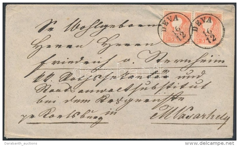 1859-1861 2 X 5kr II. Levélen / On Cover 'DEVA' - 'HERMANNSTADT / Abend' - M.Vásárhely - Other & Unclassified