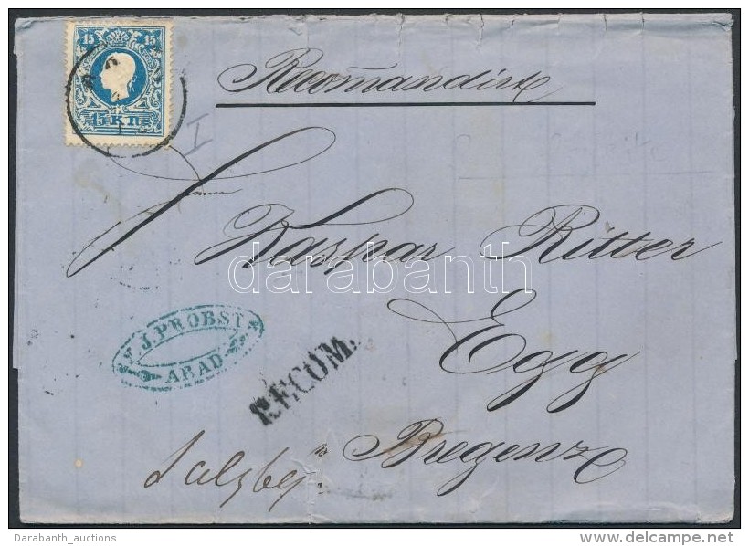 1859 10kr + 15kr Ajánlott Levélen / On Registered Cover 'ARAD' - 'Bregenz' - 'EGG' (a 10kr... - Other & Unclassified