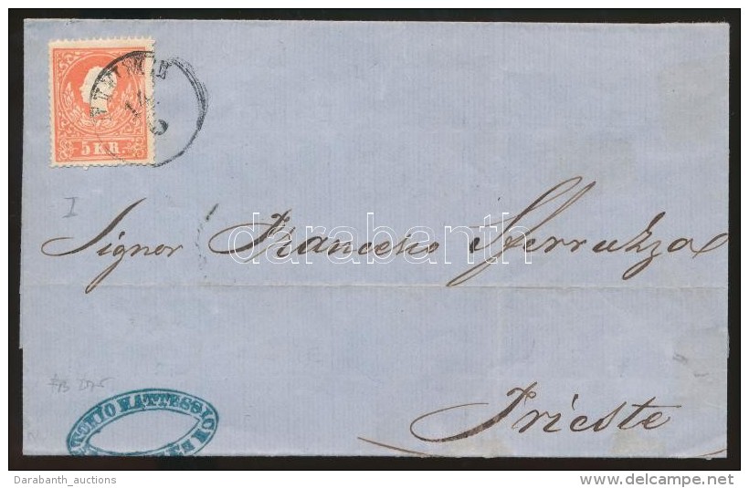 ~1859 5kr I Levélen / On Cover 'FIUME' - 'TRIEST' - Other & Unclassified