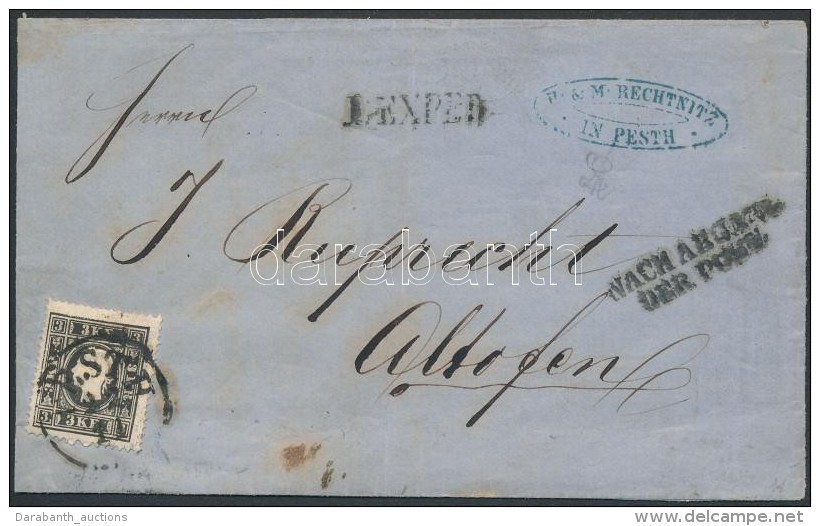 1859 3kr II Helyi Levélen / On Local Cover 'PESTH' + '1. EXPED' + 'NACH ABGANG DER POST' - 'OFEN' - Altofen - Other & Unclassified