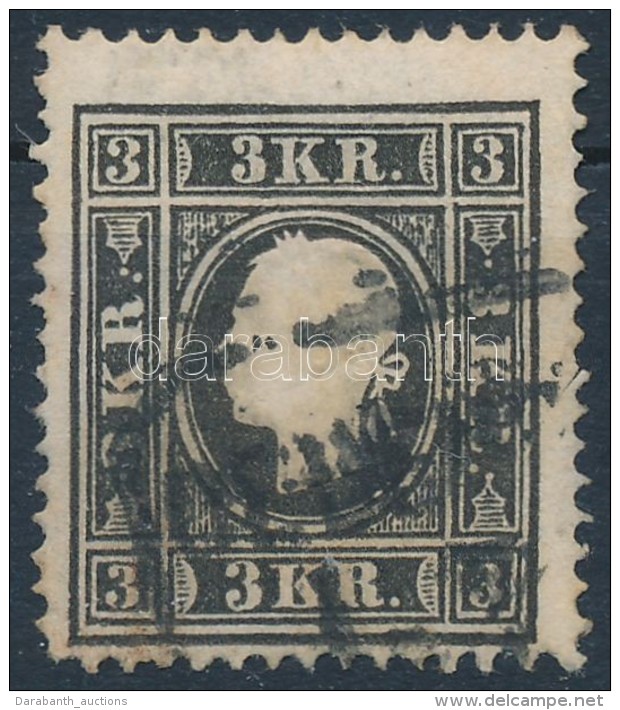 O 1858 3kr II Fekete / Black 'OEDENB(URG)' Certificate: Steiner - Other & Unclassified