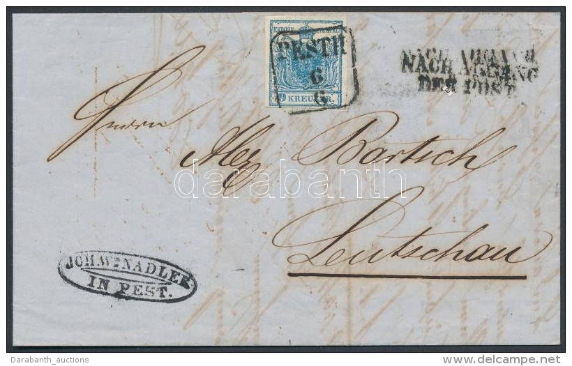 1851 9kr HP Levélen / On Cover 'PESTH' + 'NACHABGANG DER POST' - 'LÅCSE' - Other & Unclassified