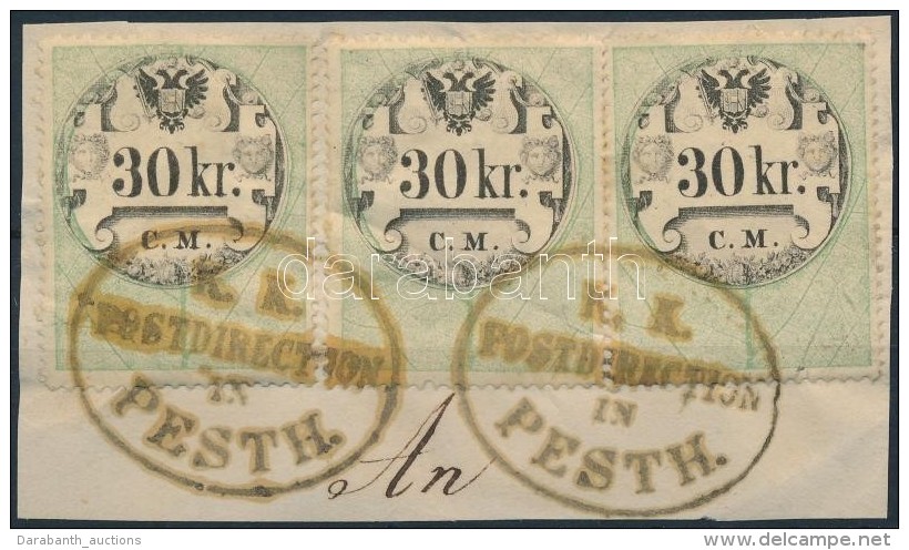 ~1854 3 Db Okmánybélyeg / 3 Fiscal Stamp 'K. K. POSTDIREKTION IN PESTH' - Other & Unclassified