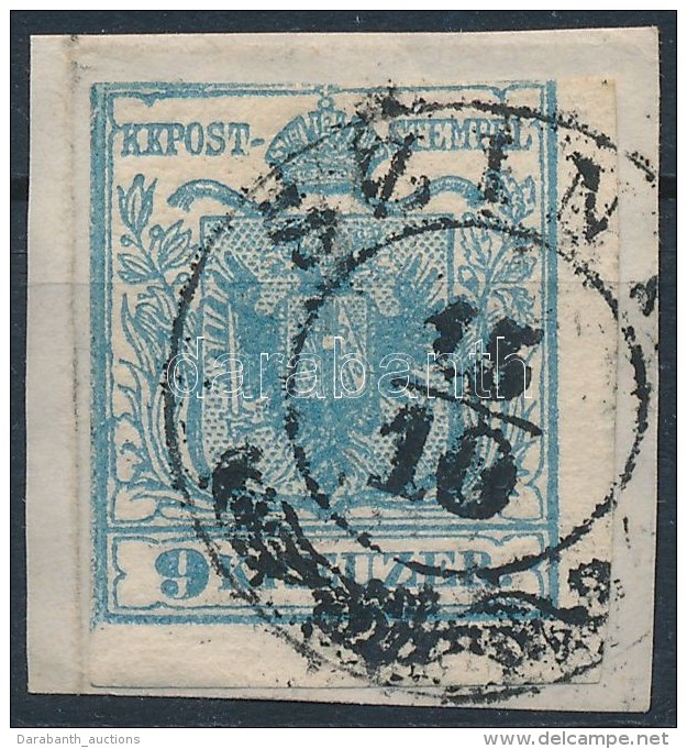 1850 9kr HP. Type I. !; ívszéli / Margin; Felül Kicsit Bevágva / Cut Above 'SZINYE' - Other & Unclassified