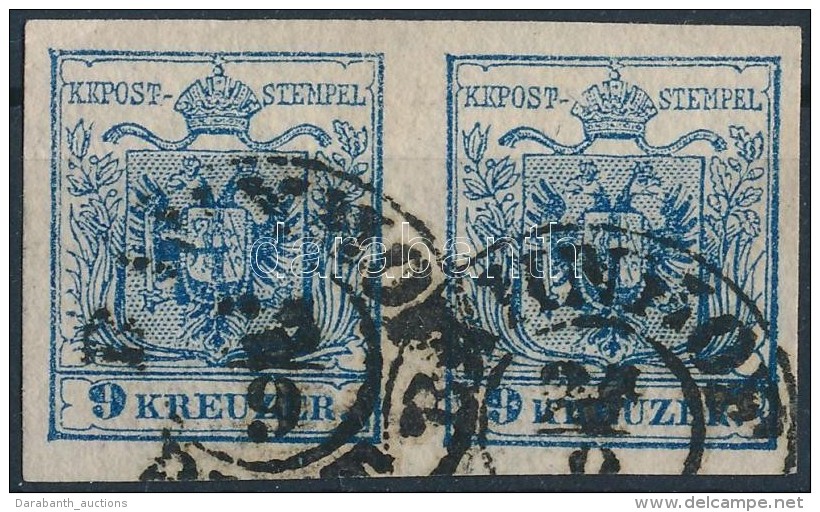 O 1850 9kr HP. Type III. Vízszintes Pár / Horizontal Pair; 'BAHNHOF / (PEST)' - Other & Unclassified