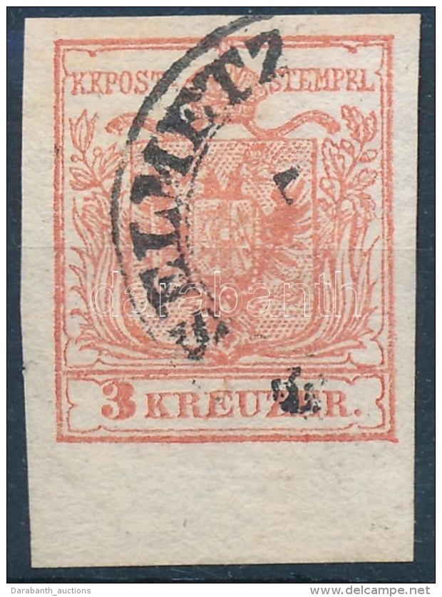 O 1850 3kr HP. Type III.; Széles ívszél / Margin 6,5 Mm, 'SELMETZ(BÁNYA)' - Other & Unclassified