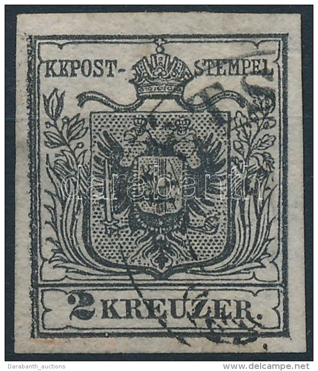 O 1850 2kr Szürkésfekete / Grayblack HP, ívszéli Nyomat.  Certificate And Signed: Uwe... - Other & Unclassified