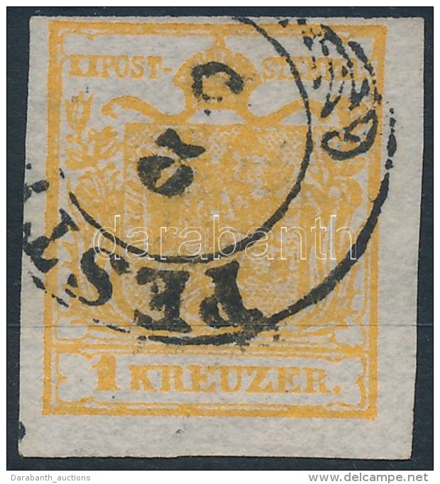 O 1850 1kr Narancs / Orange HP 'PEST(H)' Certificate, Singed: Ferchenbauer - Other & Unclassified
