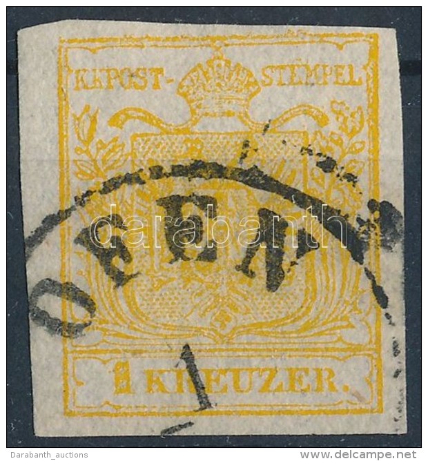 O 1850 1kr Kadmium Sárga / Cadmium Yellow HP 'OFEN' Signed: Puschmann, Engel - Other & Unclassified