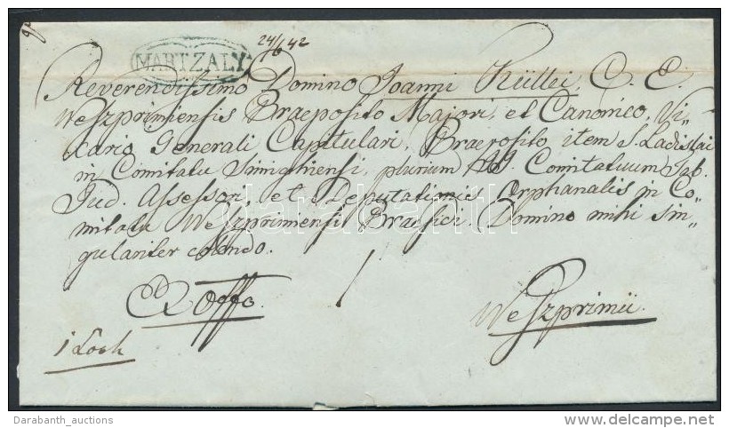 1842 Ex Offo Kézírásos Dátummal / With Handwritten Date Zöld/green 'MARTZALY' -... - Other & Unclassified