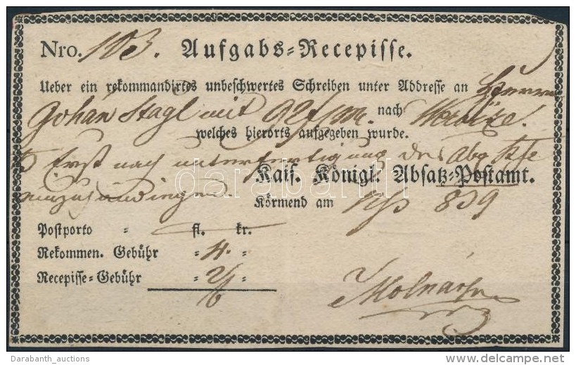 1839 Aufgabs Recepisse Nyomtatott / Printed 'Körmend' - 'RATOTH' Korai Bélyegzés - Other & Unclassified