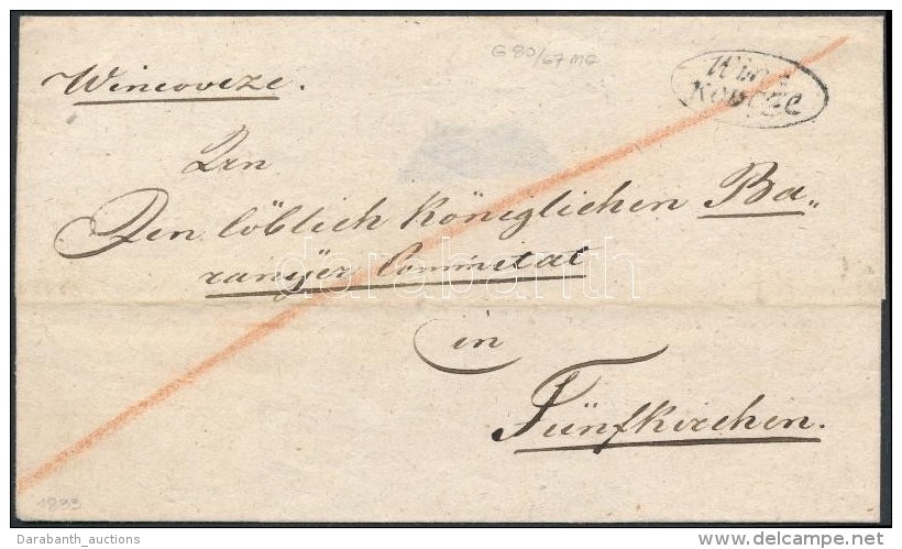 1833 Félportós Levél / Cover With Half Postage Due 'Win= / Kovcze' - Fünfkirchen - Other & Unclassified