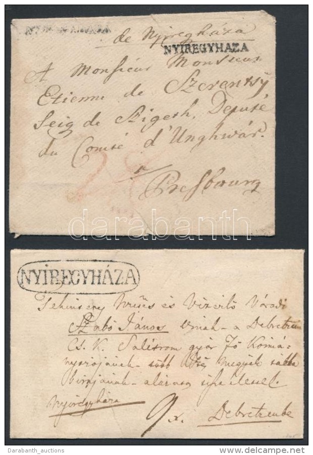 Ca. 1830-1845 2 Levél KülönbözÅ‘ 'NYIREGYHAZA' Bélyegzéssel / 2 Covers With... - Other & Unclassified