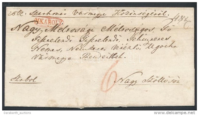 1830 Hivatalos Levél / Official Cover Piros Ovális/red Oval 'N:KÁROLY' - NagyszÅ‘llÅ‘s - Other & Unclassified