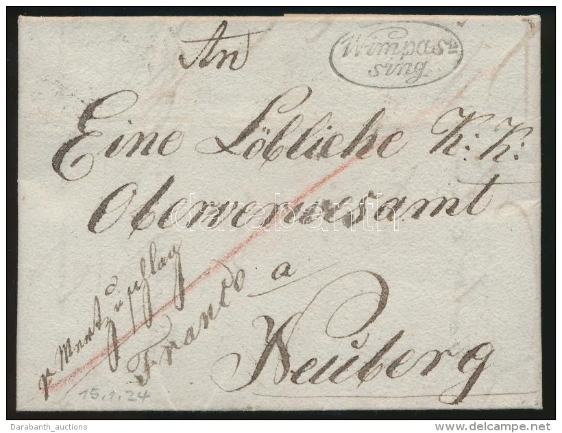 1824 Félportós Levél / Cover With Half Postage Due 'Wimpas = / Sing' - Other & Unclassified