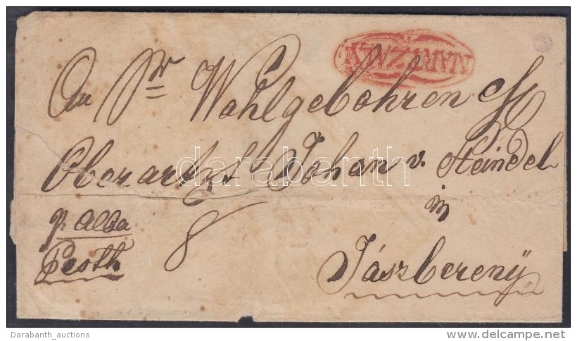 1821-1850 Portós Levél / Unpaid Cover Piros / Red 'MARTZALY' - Jászberény - Other & Unclassified