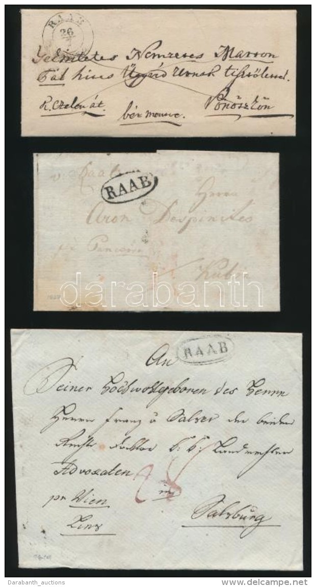 1819-1848 3 Klf 'RAAB' BélyegszerÅ± Levél / 3 Different 'RAAB' Postmarks On 3 Covers - Other & Unclassified