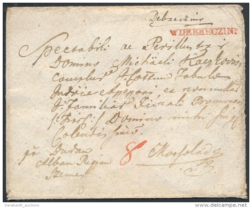 ~1814 Portós Levél / Unpaid Cover Piros/red 'v.DEBRECZIN.' - Mocsolád - Other & Unclassified