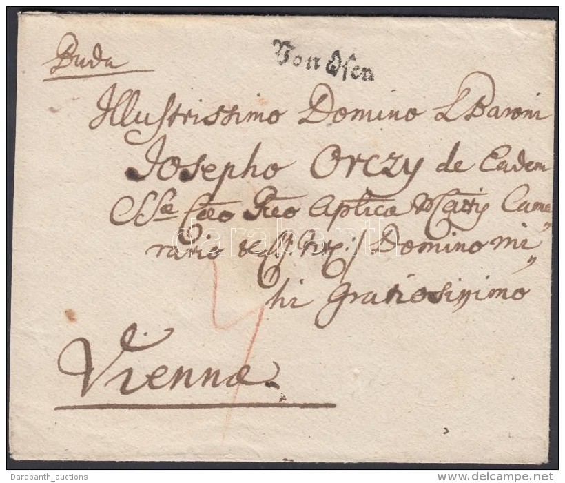 1782 Portós Levél / Unpaid Cover 'Von Ofen' - Vienna - Other & Unclassified