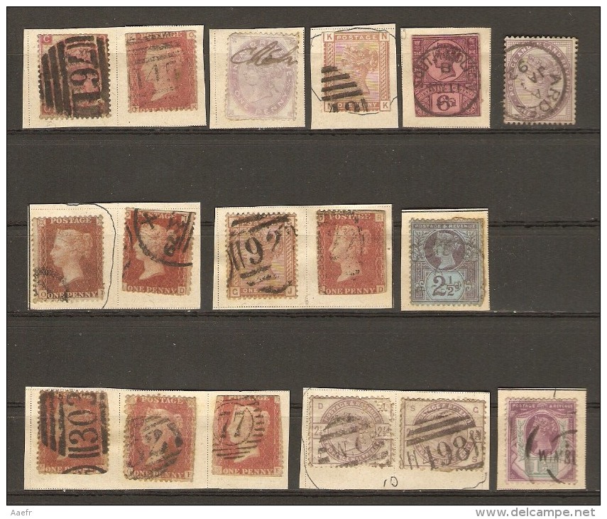 Grande Bretagne - 17 Timbres Anciens Victoria - Oblitérations Diverses - Marcophilie - Andere & Zonder Classificatie