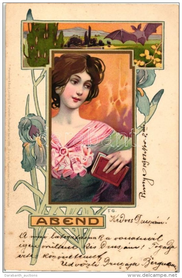 * T2 Abend, Meissner &amp; Buch Künstler-Postkarten Serie 1096. Die Vier Tageszeiten Art Nouveau Litho - Non Classés