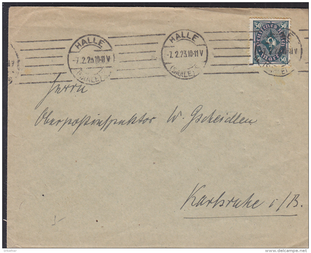 INFLA  DR 209 P EF, Auf Brief, Mit Stempel: Halle Sa. 7.2.1923 - Sonstige & Ohne Zuordnung