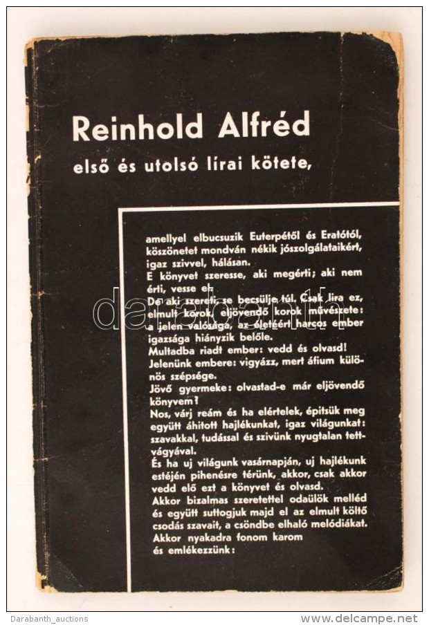 Reinhold Alfréd ElsÅ‘ és Utolsó Lírai Kötete. Egyetlen Kiadás. Budapest,... - Unclassified