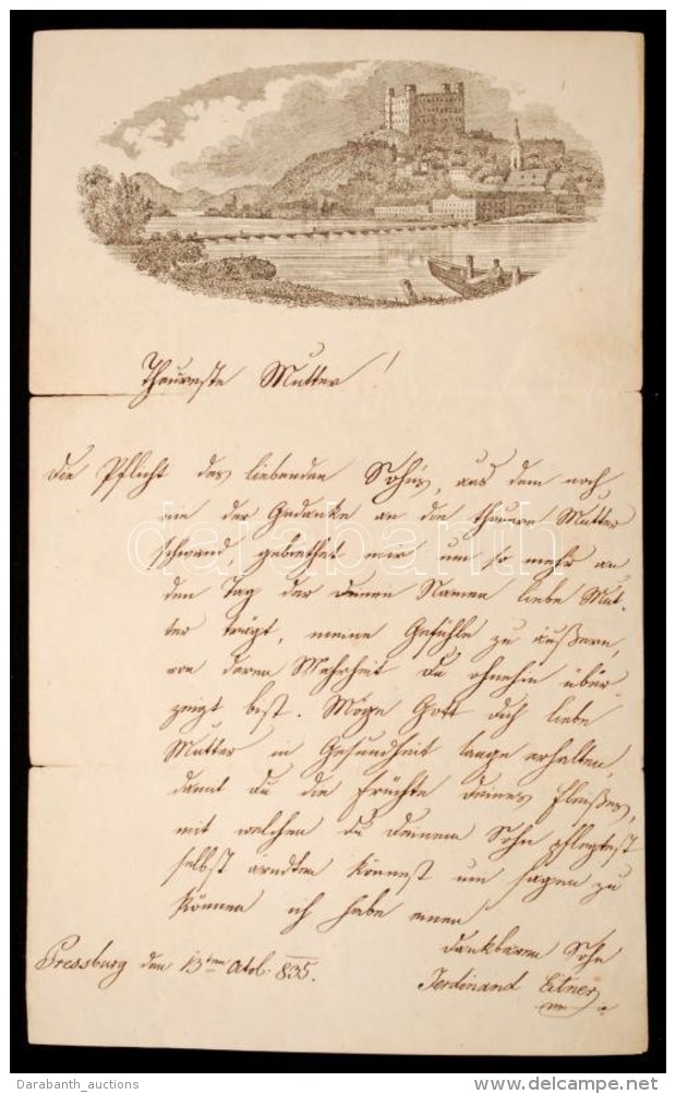 1835 Pozsonyi Látképet ábrázoló Levélpapír / Letter With Pressburg... - Unclassified