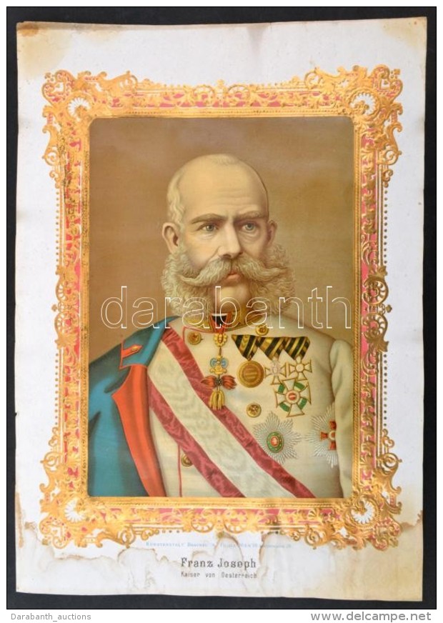 Cca 1890 Franz Joseph Kaiser Von Österreich, NagyméretÅ± Dombornyomott, Gazdagon... - Unclassified