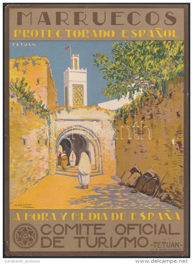 Cca 1930 Spanyol Utazási Kisplakát. Lithográfia. / Cca 1930 Spain Marruecos M. Beruchi Signed... - Unclassified