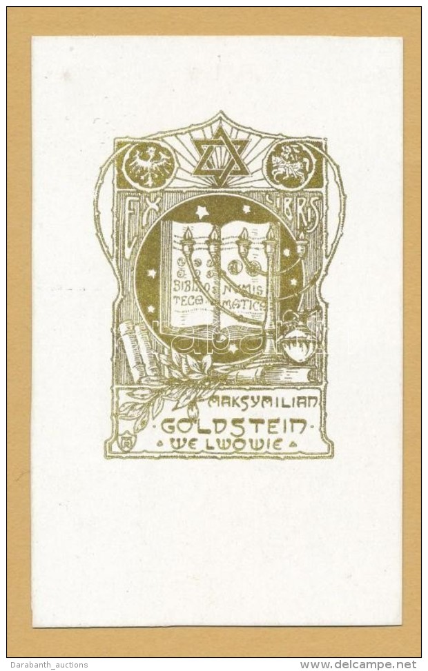 Goldstein Judaika Ex Libris. Mélynyomással. / Judaica  9x7 Cm - Other & Unclassified
