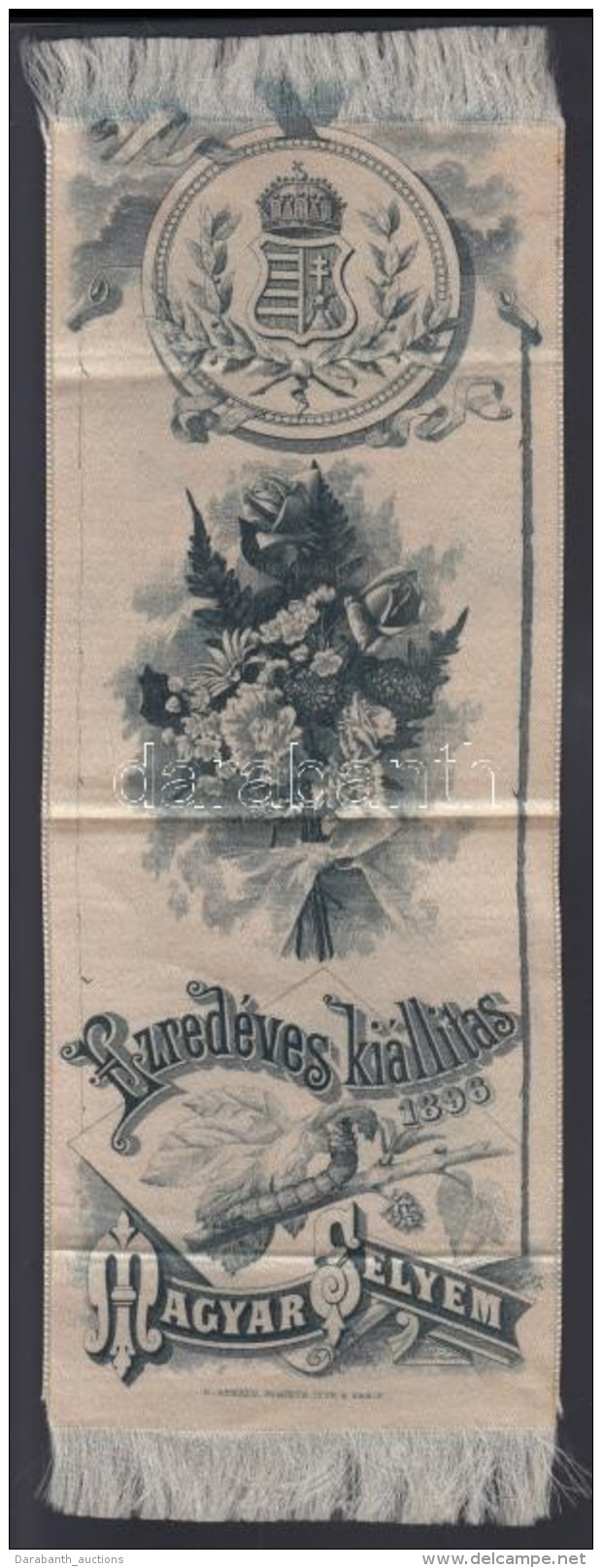 1896 Ezredéves Kiállítás - Magyar Selyem. Címeres Selyem Szalag / Silk Ribbon... - Unclassified