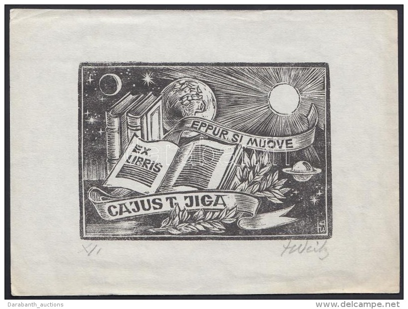 Helfried Weiß (1911-2007)  Ex Libris. Fametszet. Jelzett / Bookplate, Wood-engraving. Signed. 16x12 Cm - Other & Unclassified