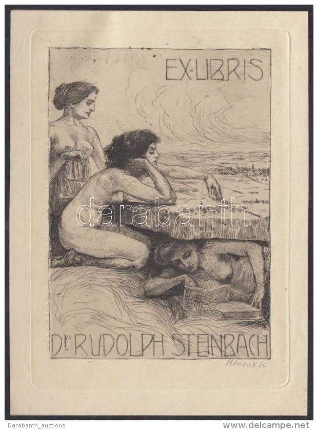 Bruno Héroux (1868-1944): Ex Libris Rudolph Steinbach. Rézkarc, Papír, Jelzett A Karcon,... - Other & Unclassified