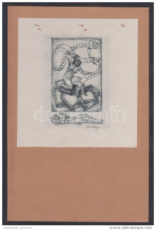 1918 Divéky József (1887-1951): Erotikus Ex Libris. Rézkarc, Jelzett. 14x15 Cm - Other & Unclassified