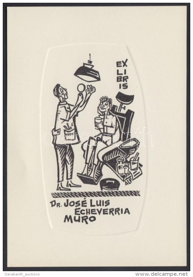 Frank Alpresa (1900-1970): Ex Libris Muro. Linó, Papír, Jelzett, 9&times;5 Cm - Other & Unclassified