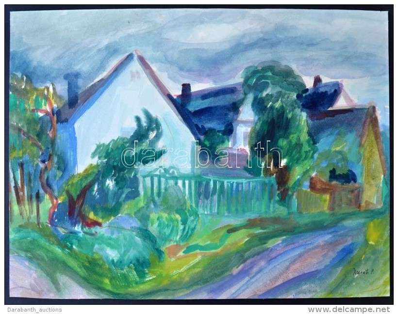 Mersits Piroska (1926-1988): Falu. Akvarell, Karton, Jelzett,  34&times;45 Cm - Other & Unclassified