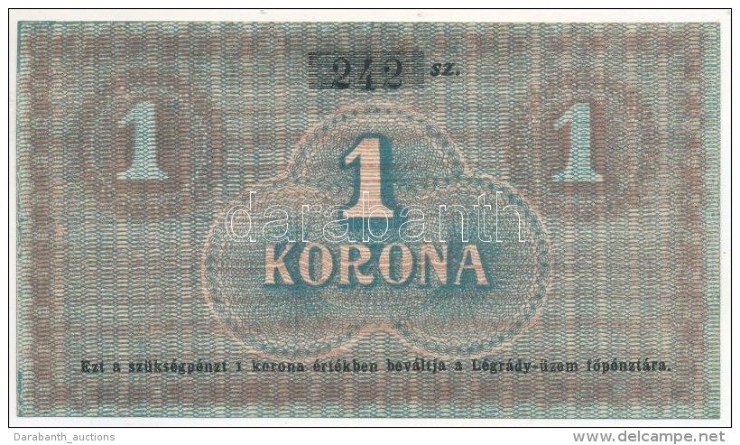 Budapest 1919. 1K 'Légrády Nyomdaüzem' T:I / 
Hungary / Budapest 1919. 1 Korona... - Unclassified