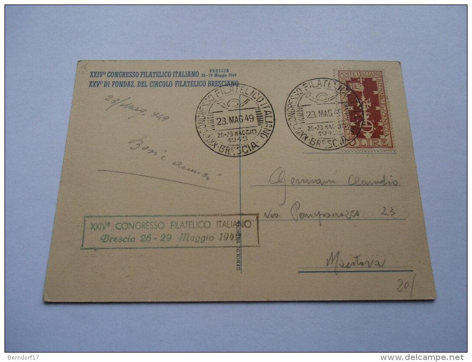 ITALIA - Cartolina "XXIV Congresso Filatelico Italiano" - Viaggiata - Brescia