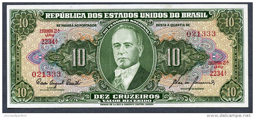 Brésil P 159f 10 Cruzeiros 1960  C081 *** UNC *** Série 2234 N° 021333 - Brasile