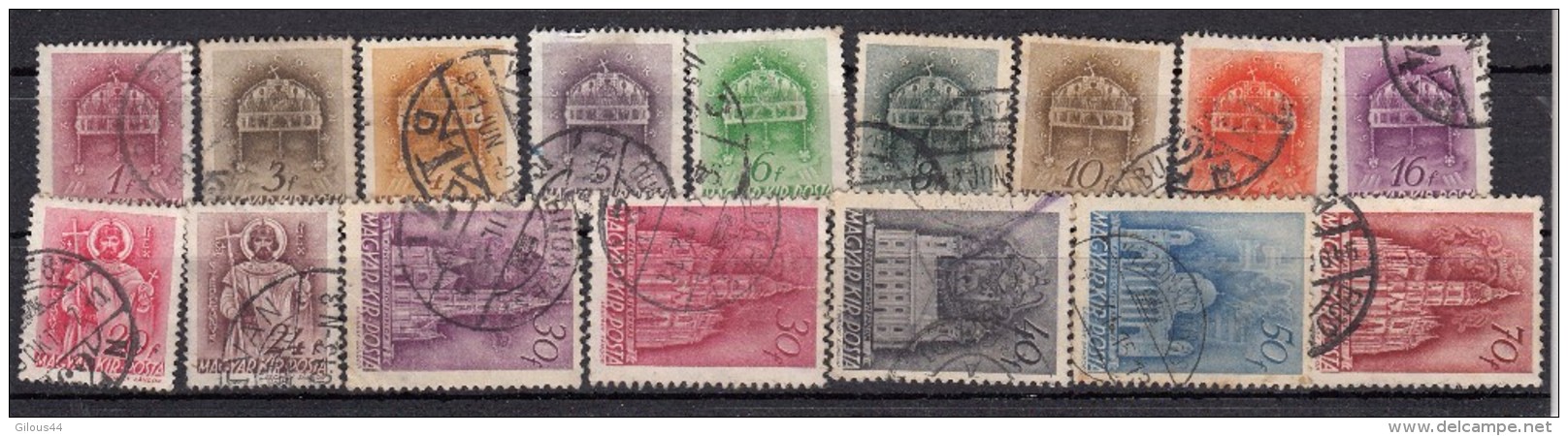Hongrie Sèrie Courante 1939  16 Valeurs - Used Stamps